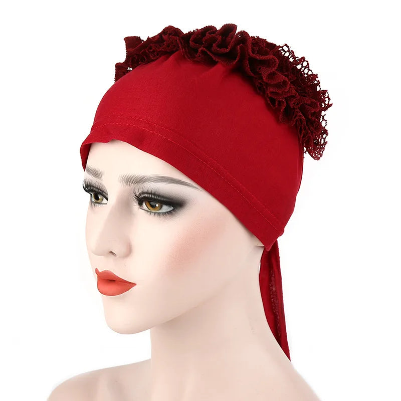 Under Hijab Caps Big Flower Volumizer Scrunchie Muslim Inner Hijab Turbans Islamic Headwear Accessories Female Head Wraps Bonnet