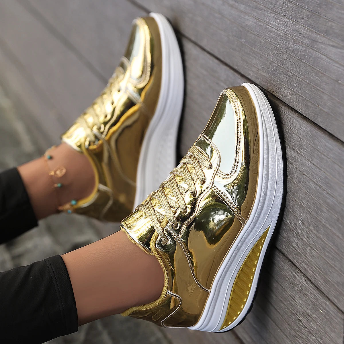 Women Sneakers Fashion Platform Shoes Lace Up Women Casual Flats Shoes Outdoor Lightweight Walking Women Shoes Zapatos De Mujer