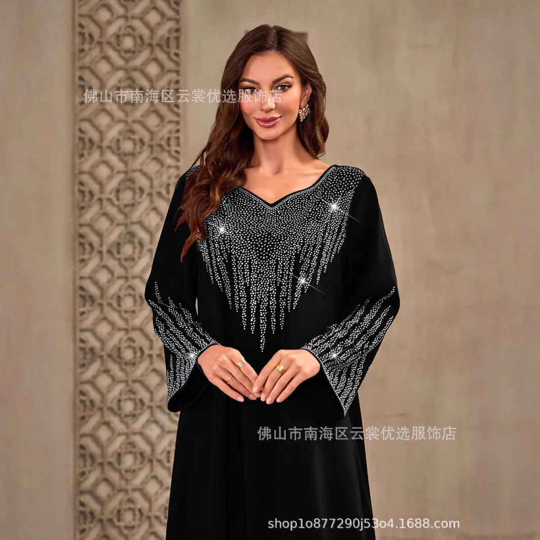 Loose Muslim Women's Dress Dubai Middle East National Costume Long Robe Elegant Ladies' Gown Comfortable Fashionable Design