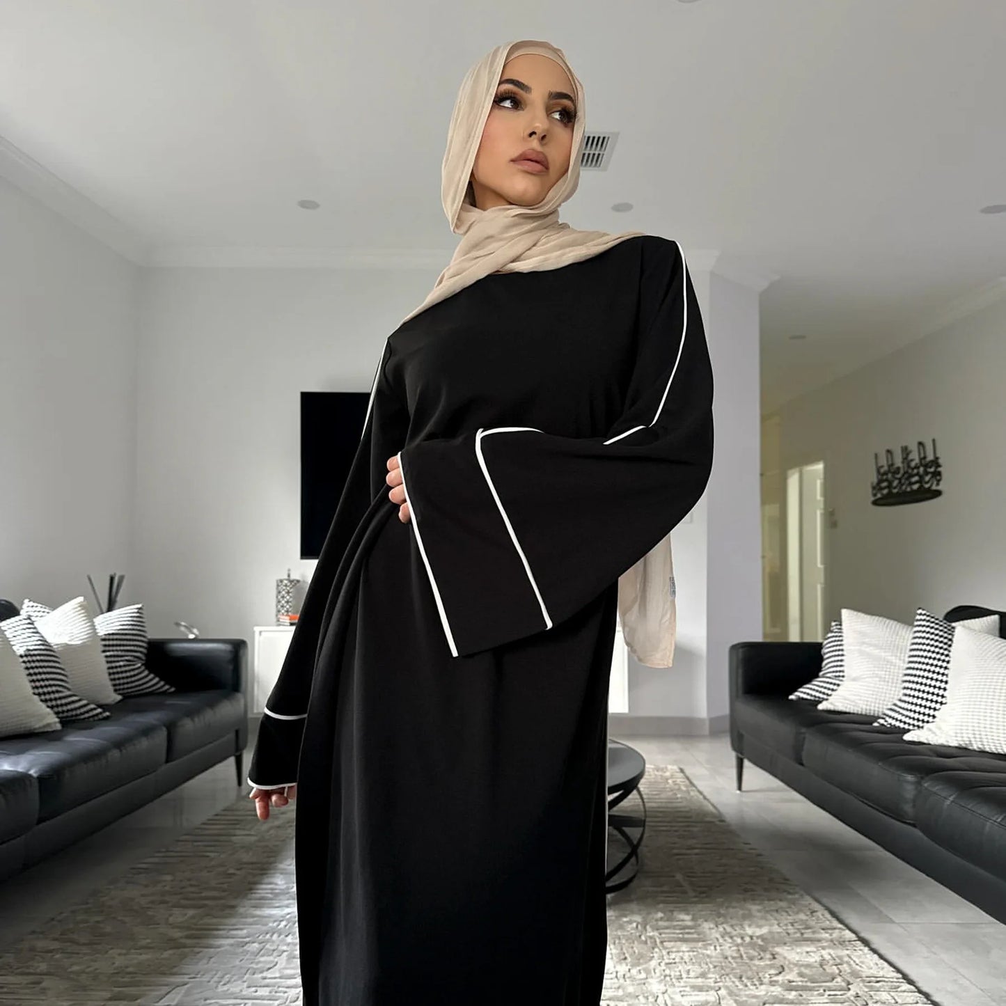 New Green Kaftan Abaya for Muslim Wear Belted Design Catering to Islamic Modest Style during Ramadan in Saudi UAE and Daily Life