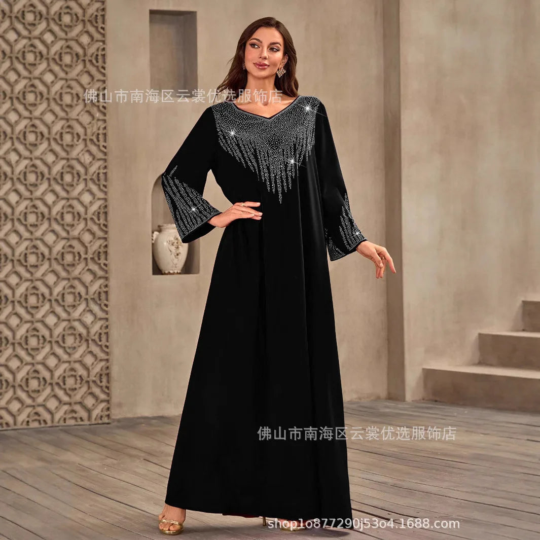 Loose Muslim Women's Dress Dubai Middle East National Costume Long Robe Elegant Ladies' Gown Comfortable Fashionable Design