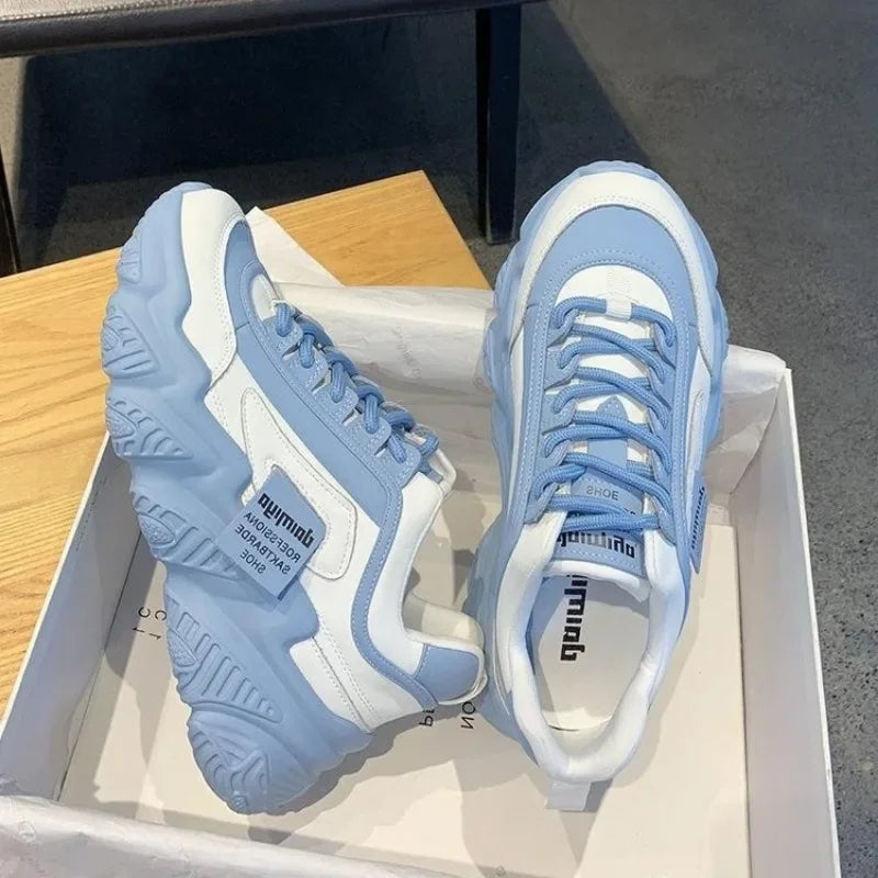2024Women Shoes Fashion Trend Casual Sneakers Women Comfortable Soft Bottom Lace Up Female Platform Shoes Zapatos De Mujer