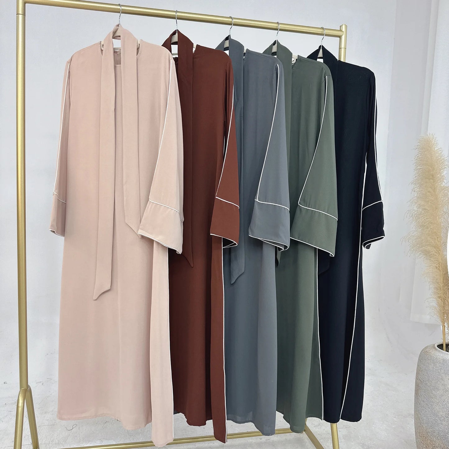 New Green Kaftan Abaya for Muslim Wear Belted Design Catering to Islamic Modest Style during Ramadan in Saudi UAE and Daily Life