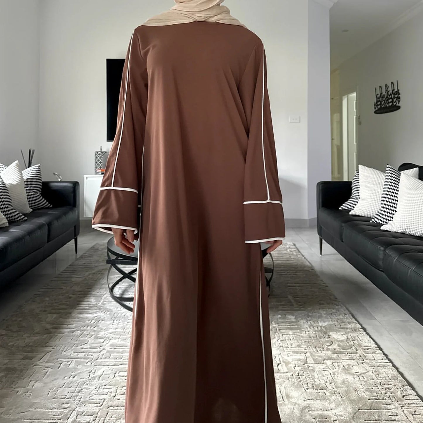 New Green Kaftan Abaya for Muslim Wear Belted Design Catering to Islamic Modest Style during Ramadan in Saudi UAE and Daily Life