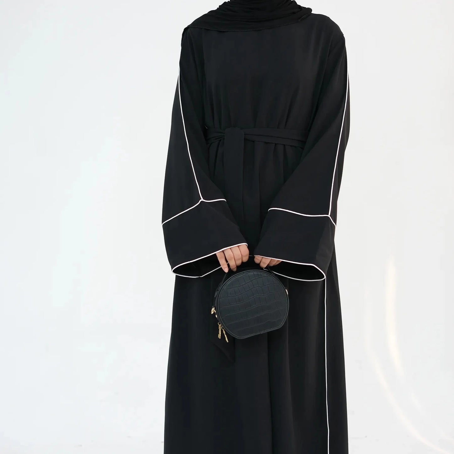 New Green Kaftan Abaya for Muslim Wear Belted Design Catering to Islamic Modest Style during Ramadan in Saudi UAE and Daily Life