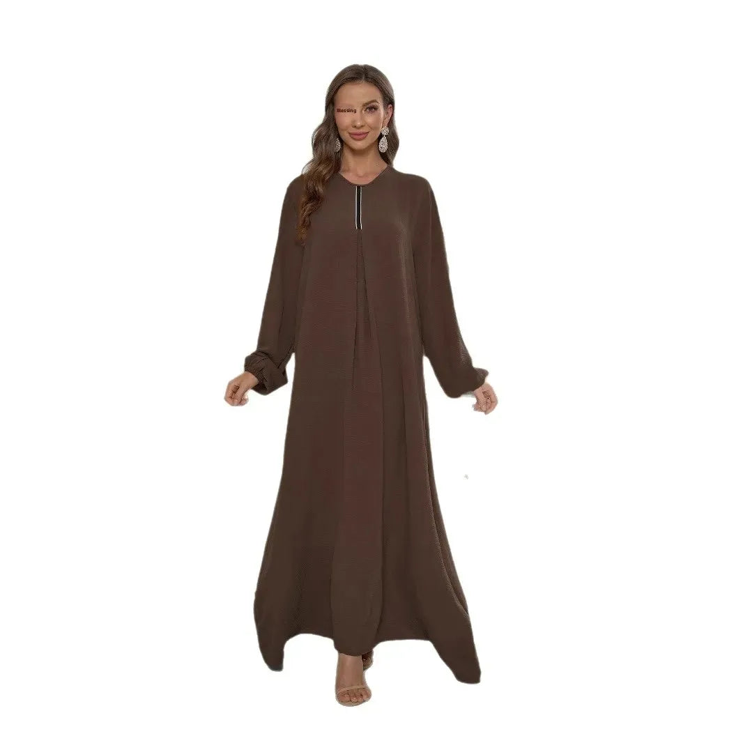 Middle East Sart Arab Fashion Long Sleeve Abaya Dress Casual Sequin Sun Skirt Muslim Women's Clothing Bright Color Maxi Dress