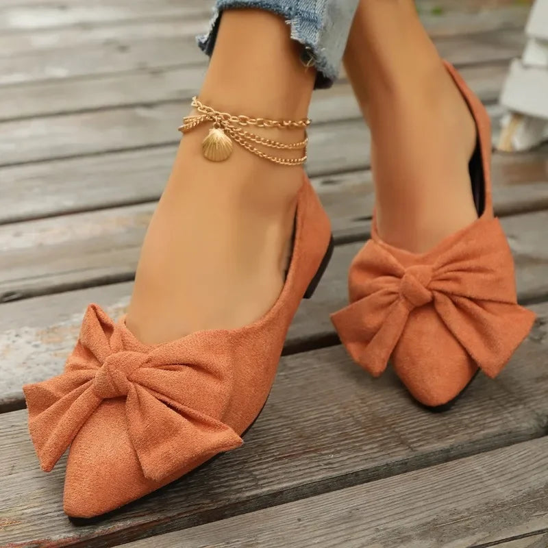 Women's Shoes 2025 Spring Pointed Women's Flats Fashion Bow Loafers Slip on Walking Flat Shoes Ladies Shallow Comfort Sneakers