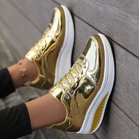 Women Sneakers Fashion Platform Shoes Lace Up Women Casual Flats Shoes Outdoor Lightweight Walking Women Shoes Zapatos De Mujer