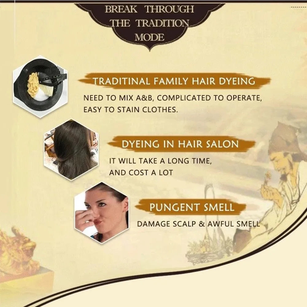 Hair Wash Black Shampoo Hair Dye Black Color Permanent Authentic No Harm Natural Plants No Stimulation