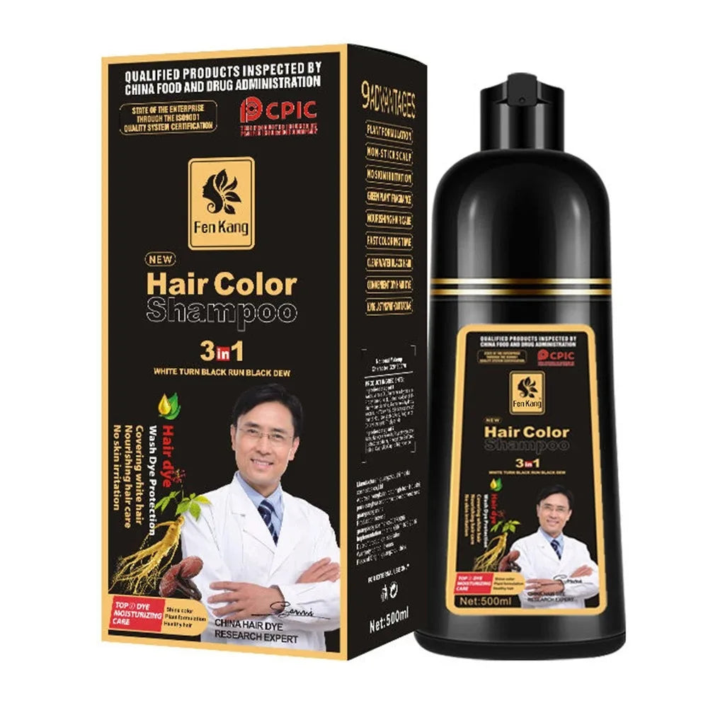 Hair Wash Black Shampoo Hair Dye Black Color Permanent Authentic No Harm Natural Plants No Stimulation