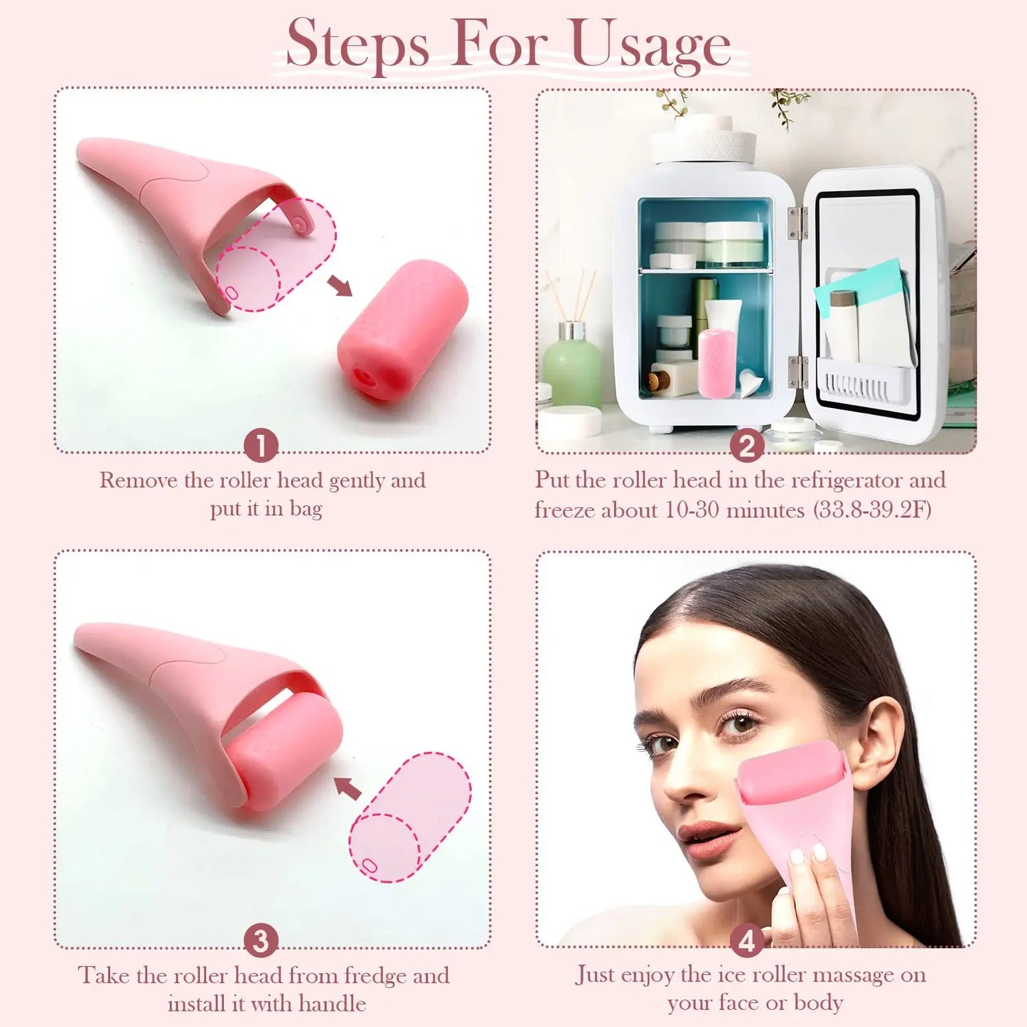 Ice Roller Skin Enhancing Firming Smooth Skin Anti-Wrinkle Eye Bags Reusable Cooling Facial Ice Roller for Home Use