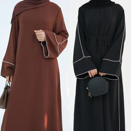 Eid Plain Closed Abaya Dress Silk Velvet Abayas for Women Dubai Luxury Muslim Modest Dresses Islamic Clothing Kaftan Hijab Robe