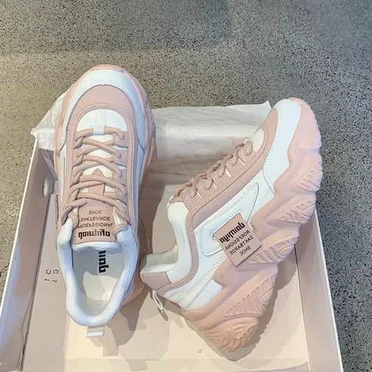 2024Women Shoes Fashion Trend Casual Sneakers Women Comfortable Soft Bottom Lace Up Female Platform Shoes Zapatos De Mujer
