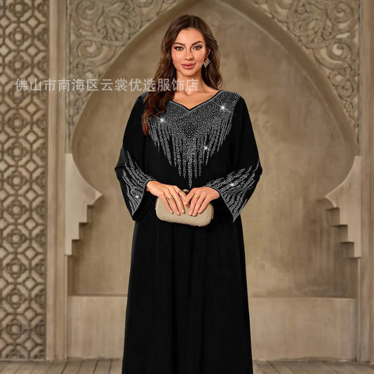 Loose Muslim Women's Dress Dubai Middle East National Costume Long Robe Elegant Ladies' Gown Comfortable Fashionable Design